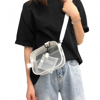 Causual PVC Transparent Clear Woman Crossbody Bags Shoulder Bag Handbag Jelly Small Phone Bags with Card Holder Wide Straps Flap