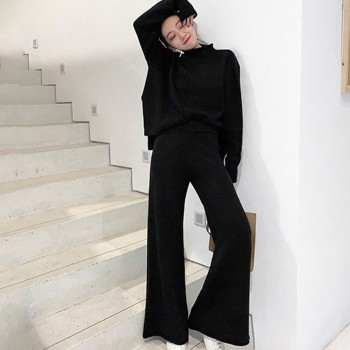 Genayooa Winter Tracksuit 2 Piece Pant Suits For Women Knitted Long Sleeve Two Piece Set Top And Pants Women Suit Outwear Korean
