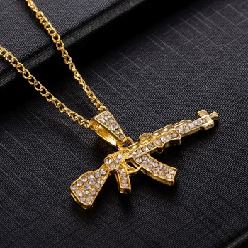 Fashion Choker Necklaces for Women 2020 Gun Pendant Crystal Rhinestone Chain Necklace Women Men Punk Chains Jewelry Gift