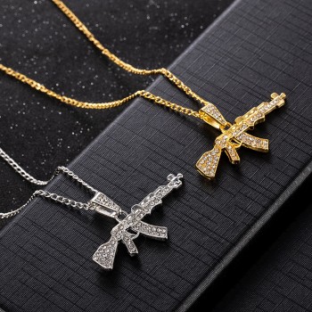 Fashion Choker Necklaces for Women 2020 Gun Pendant Crystal Rhinestone Chain Necklace Women Men Punk Chains Jewelry Gift