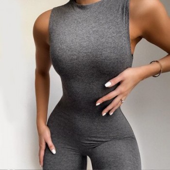 Simenual Casual Solid Bodycon Sleeveless Jumpsuits Sporty Workout Active Wear Skinny 2020 Summer Rompers Womens Jumpsuit Fashion