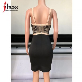 Summer Lace Patchwork Bodycon Evening Club Party Dress Female Sleeveless Night Robes Women Dress
