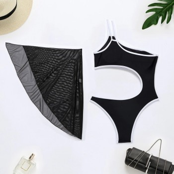 One Shoulder 1 Piece Swimsuit With Skirt Push Up Monokini Bathers Bikinis 2021 May Beach May Women's Swimwear Bathers Beachwear