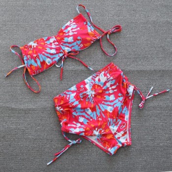 High Waisted Bikini Set Tie Dye Biquini Female Bikinis 2021 Woman Shorts Bathing Suit Beach Female May Swimwear Push Up Monokini
