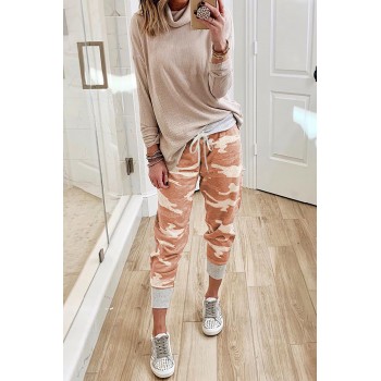 Camo Print Knit Sport Pants Orange