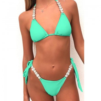 NewAsia Diamond Strap Sexy Swimwear Women Push Up Micro Bikini 2020 Thong Biquini Swimsuit Solid Bathing Suit Female Beachwear