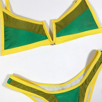 NewAsia Patchwork Sexy Bikini Set V Neck Push Up Swimwear Women Triangle Swimsuit Summer Bathing Suit 2020 New Monokini Brazilia