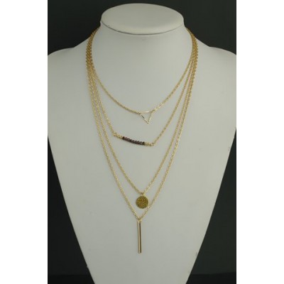 Stylish Solid Color Pendant Layered Women's Necklace gold