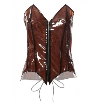 Zipper Corset Top Women 2022 Trend Summer Skinny Back Drawstring Backless Sleeveless Vest