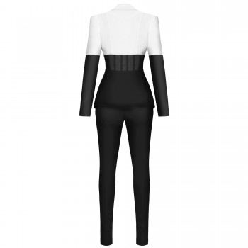  Two Piece Set Women Suit Blazer and Pants Club Two Piece Outfits Runway Clothes 2020 Fall Black and White 2 Piece Set