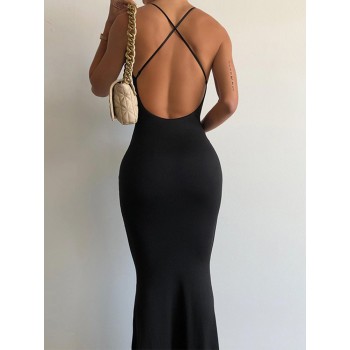 Elegant Sexy Backless Draped Maxi Dress Hot Summer Holiday Outfits for Women Sleeveless Long Dresses Gown 