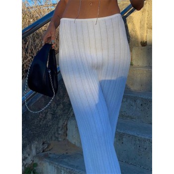Summer Knit Long Skirt Women Sexy Holiday Party Beach Cove-Up Midi Skirts Dropped Waist See Through