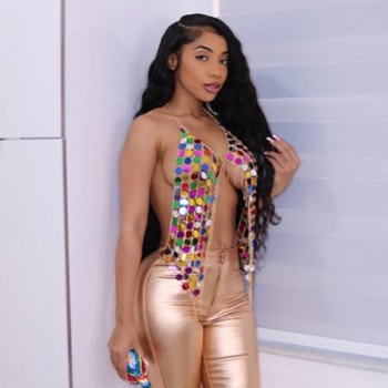 Sparkly Acrylic Sequin Tassel Chain Tank Top 2022 New Women Summer Sexy Nightclub Dance Party