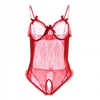 Erotic Lingerie for Women Open Bra Crotchless Sex Underwear Black Red