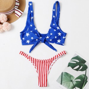 American Flag Bikinis 2021 Women Swimsuit Set Cute Stars Striped Swimsuit Padded Push-Up