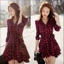  Womens Lady Long Sleeve Ruffles Office Ladies Casual Flannel Plaid Check Button Down