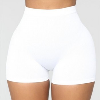 High Elastic Waist Tight Fitness Slim Skinny Dancing Shorts Solid Color Female Girl Exercise Shorts