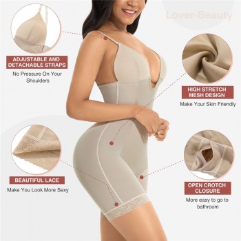 Colombianas Waist Trainer Body Shaper Deep V Neck Backless Sexy Bodysuit Butt Lift