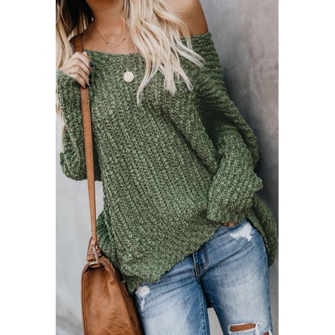Apricot Warm My Soul Knit Off Shoulder Sweater Red Green Pink (Apricot ...