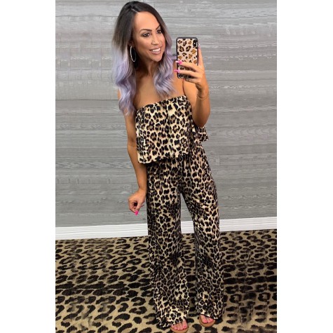 Strapless Casual Leopard Jumpsuit (Strapless Casual Leopard Jumpsuit ...