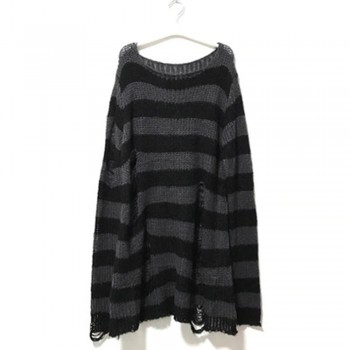 Halloween 200 Gothic Knitted Sweater Women Long Pullovers Striped Loose ...