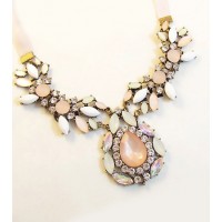 Elegant Diamante Colored Faux Gemstone Embellished Waterdrop Shape Pendant Necklace For Women