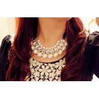 Exquisite Gemstone Embellished Multi-Layered Beaded Pendant Necklace For Women