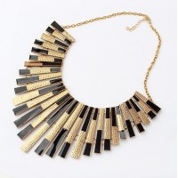 Fashionable Various Colored Glazed Rectangle Pendant Alloy Necklace For Women