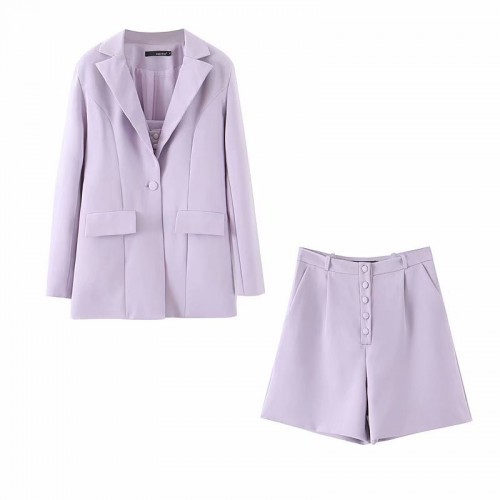 Three piece set professinal suit women 2020 autumn winter solid purple ...