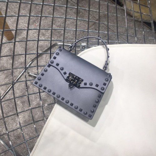 Ladies Shoulder Bag Metal Rivet Clutches Square PVC Transparent Jelly ...