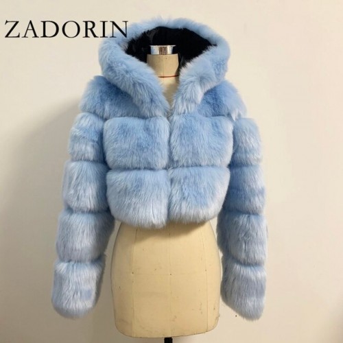 ZADORIN High Quality Furry Cropped Faux Fur Coats and Jackets Women ...