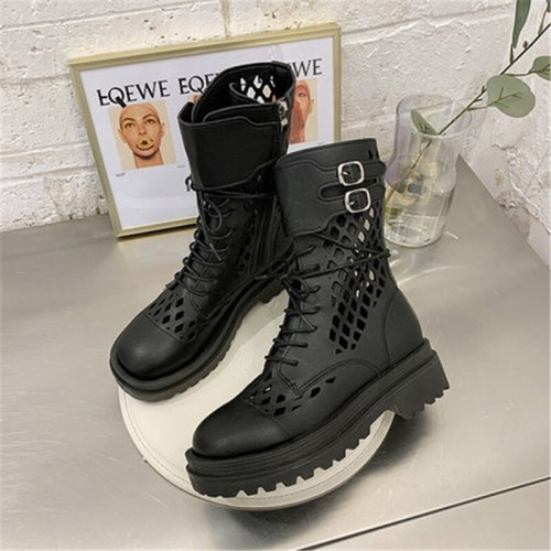 Fashion Women s Round Toe Lace-Up Platform Motorcycle Boots 2020 Summer ...