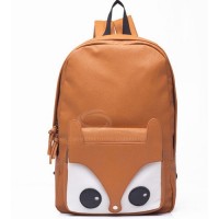 Fashion Laconic Women's Backpack With Solid Color Fox Head Zipper Design Black