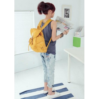 Fashion Solid Color Covered and Tied Design Canvas Bag For Women