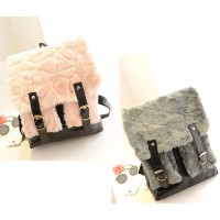 Fashion Women's Satchel With Faux Fur and Buckle Design