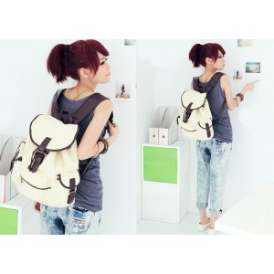 Korean Style Casual Women's Satchel With Color Matching and Canvas Design