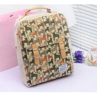 Pretty Women's Satchel With Cat Print and Buckle Design