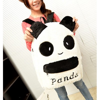 Sweet Women's Satchel With Panda Pattern and Velour Design