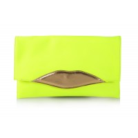 Career Women's Clutch With Lip Pattern and Covered Closure Design