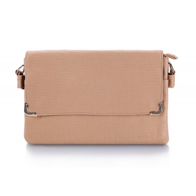 Casual Women's Clutch With Khaki Color and Metal Design