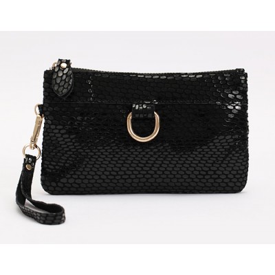 Fashion Women's Clutch With Black and Snake Print Design 