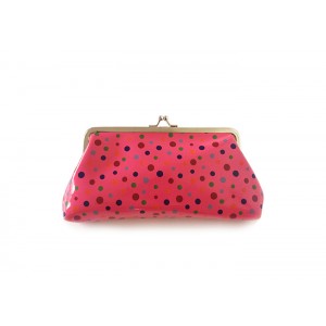Pretty Women's Clutch Wallet With Kiss-Lock Closure and Polka Dot Design