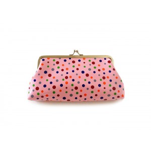 Pretty Women's Clutch Wallet With Polka Dot and Kiss-Lock Closure Design