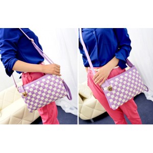 Stylish Women's Clutch With Checked and Buckle Design
