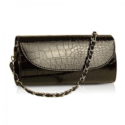 Trendy Women's Clutch With Chain and Crocodile Print Design