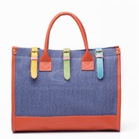 Fashion and Casual Women's Handbag With Color Block and Buckle Design