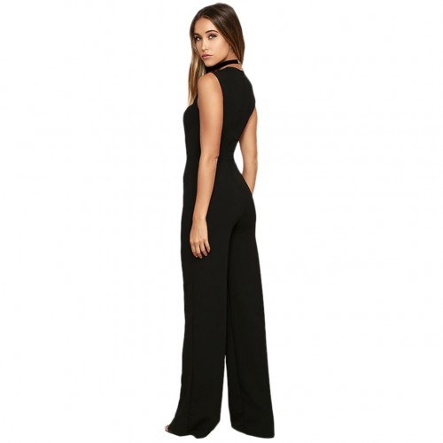 Womens Jumpsuit Elegant Lady Rompers Flared Square Neck Overalls ...