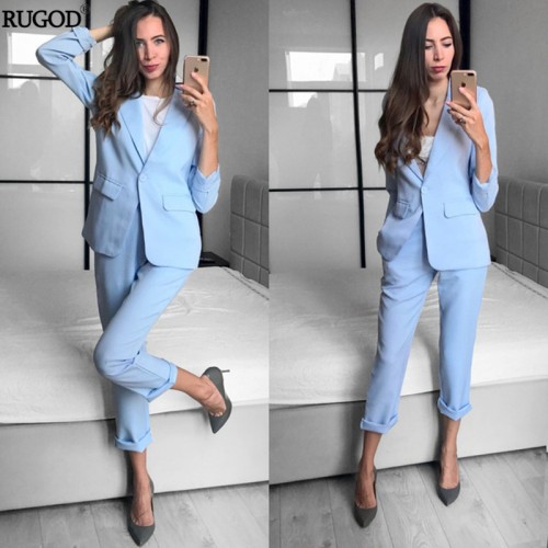 Business Suits Female Two Piece Sets Femme Long Sleeve Jacket (Business ...
