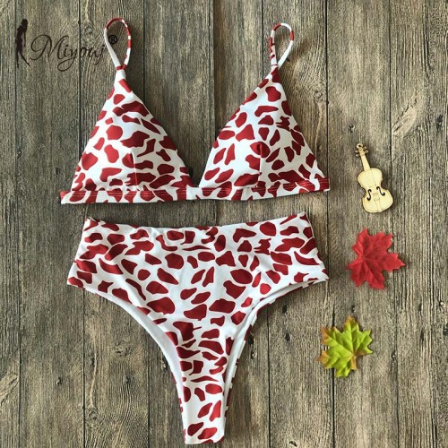 Leopard Bikini High Waist Push Up Swimsuit Female Print Swimwear Yellow ...