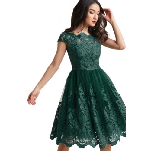 Dreamy Green Lace Embroidered Prom Dress Black (Dreamy Green Lace ...